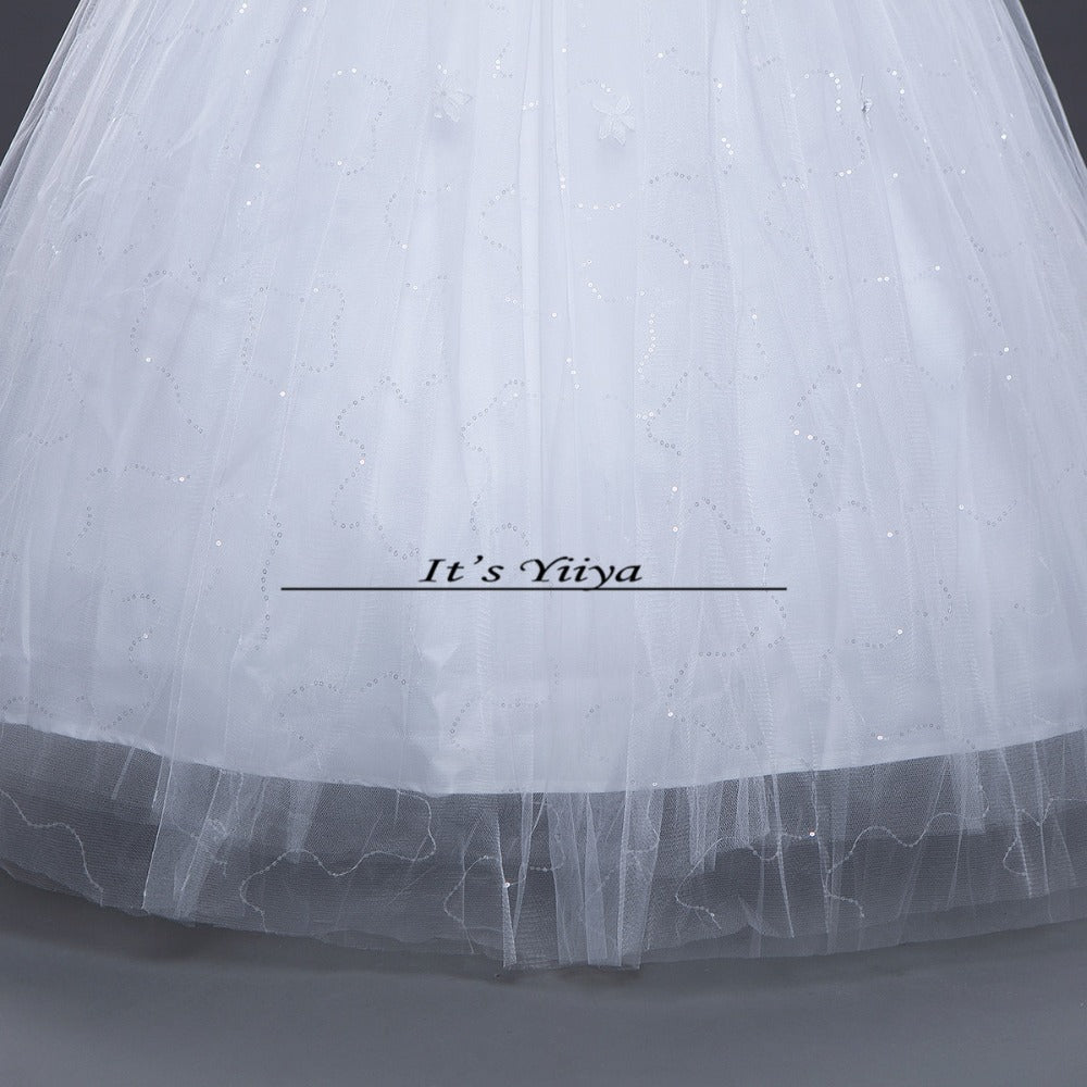White Wedding Dresses Free shipping YiiYa 2017 new Elegant wedding frocks pincess flowers Vestidos De Novia ball gowns HS212