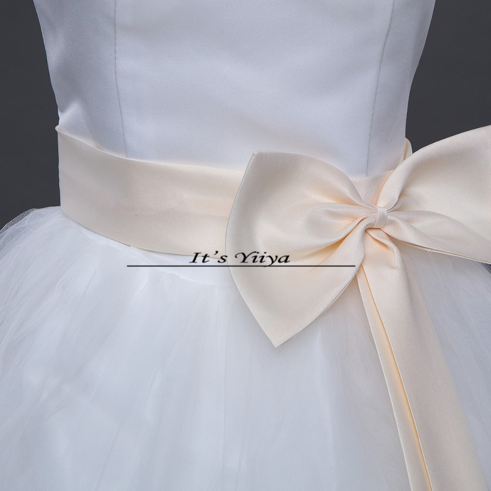 Free Shipping Strapless Cheap Bow Waist Champagne Wedding Dresses Floor Length Bride Gowns Plus Size Vestidos De Novia XXN011