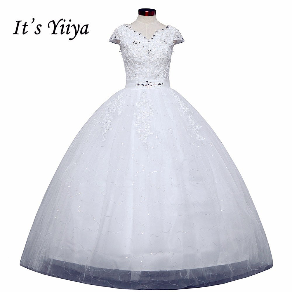 Free shipping Vestidos De Novia Elegant Bridal White wedding dress Full length ball gowns Princess Cheap Wedding Frocks HS220