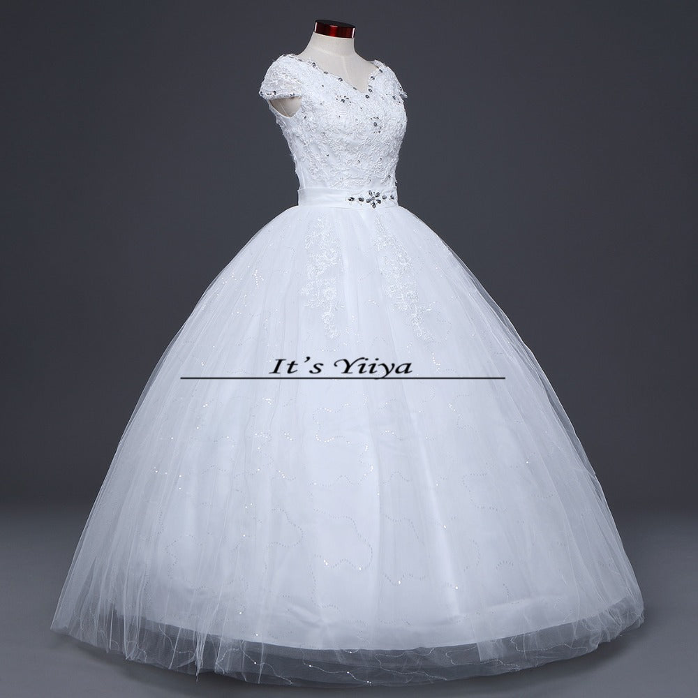 Free shipping Vestidos De Novia Elegant Bridal White wedding dress Full length ball gowns Princess Cheap Wedding Frocks HS220