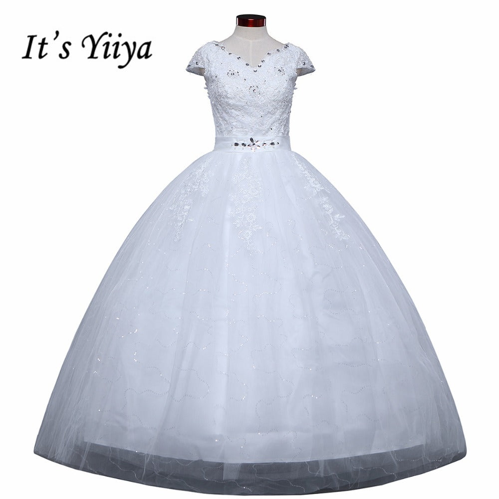 Free shipping Vestidos De Novia Elegant Bridal White wedding dress Full length ball gowns Princess Cheap Wedding Frocks HS220