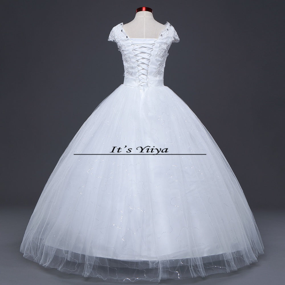 Free shipping Vestidos De Novia Elegant Bridal White wedding dress Full length ball gowns Princess Cheap Wedding Frocks HS220