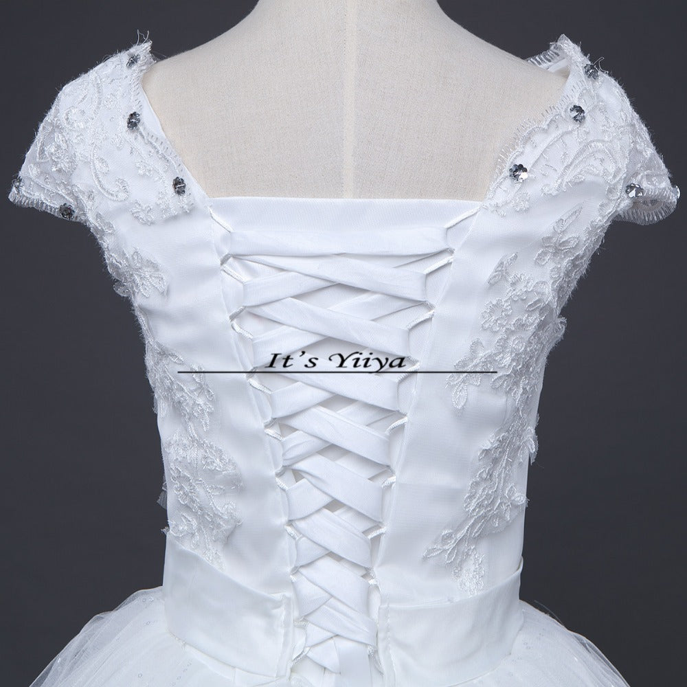 Free shipping Vestidos De Novia Elegant Bridal White wedding dress Full length ball gowns Princess Cheap Wedding Frocks HS220
