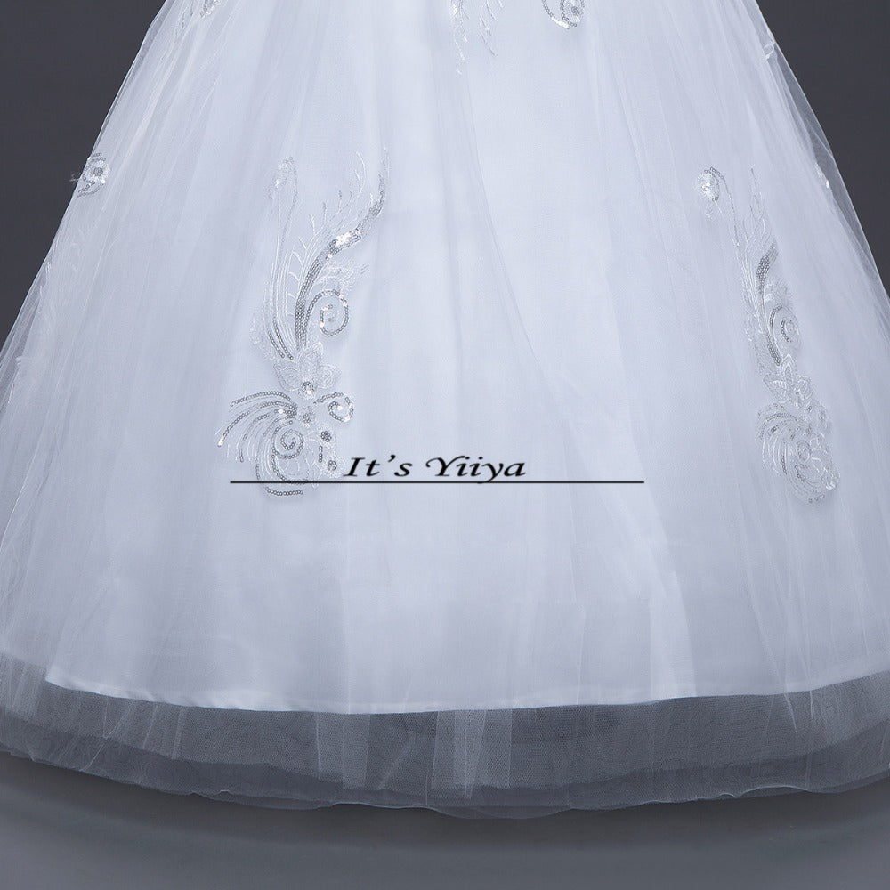 Free shipping 2017 new Bridal White wedding dress V-neck Flowers Lace up Princess Gowns Bride Frocks Vestidos De Novia HS221