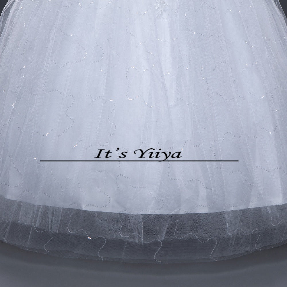 Free shipping White Wedding Ball Gowns Short Sleeves Boat Neck Cheap Princess Vestidos De Novia Wedding Frock Bride Dress HS242