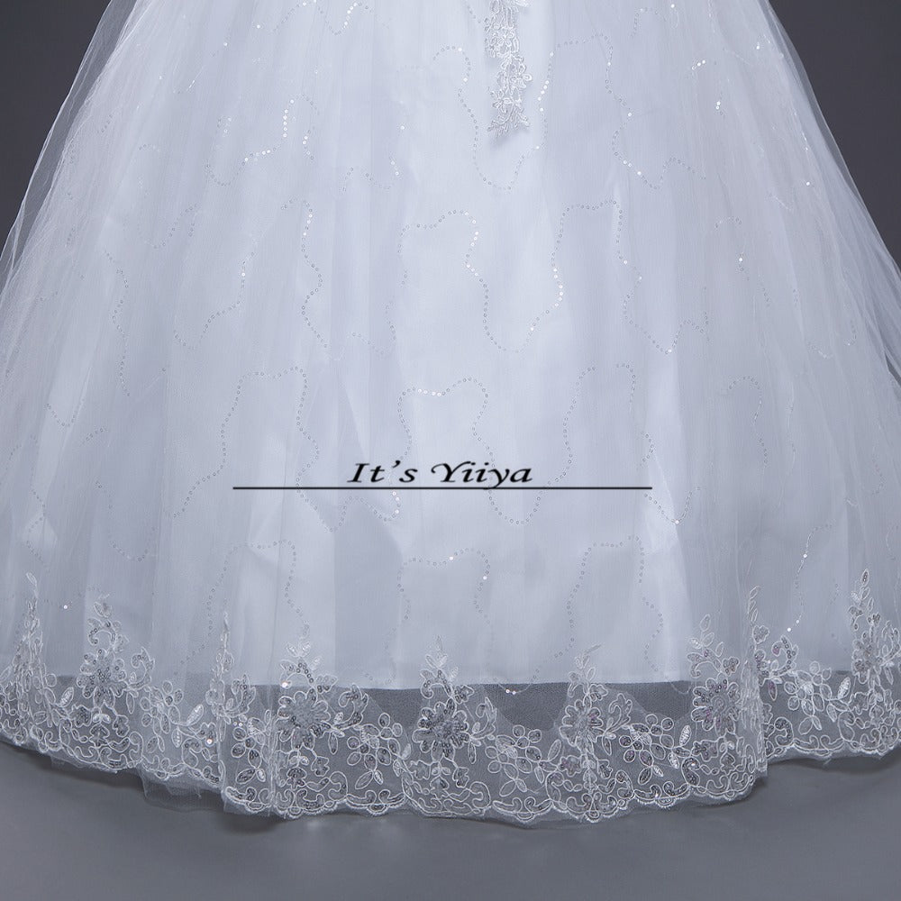 Free shipping YiiYa 2016 new V-neck Sleeveless Wedding Dresses Trailing Wedding Frocks White Train Bride Vestidos De Novia HS225