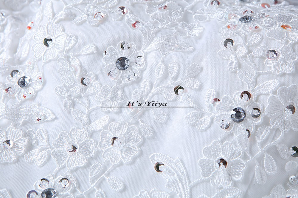 Free shipping YiiYa 2016 new V-neck Sleeveless Wedding Dresses Trailing Wedding Frocks White Train Bride Vestidos De Novia HS225