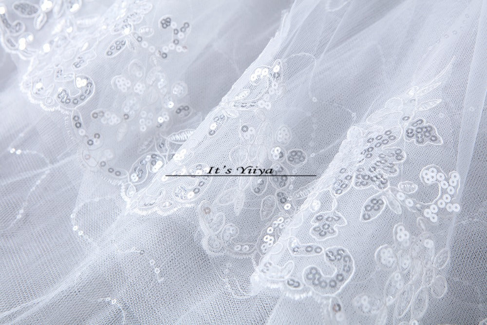 Free shipping YiiYa 2016 new V-neck Sleeveless Wedding Dresses Trailing Wedding Frocks White Train Bride Vestidos De Novia HS225
