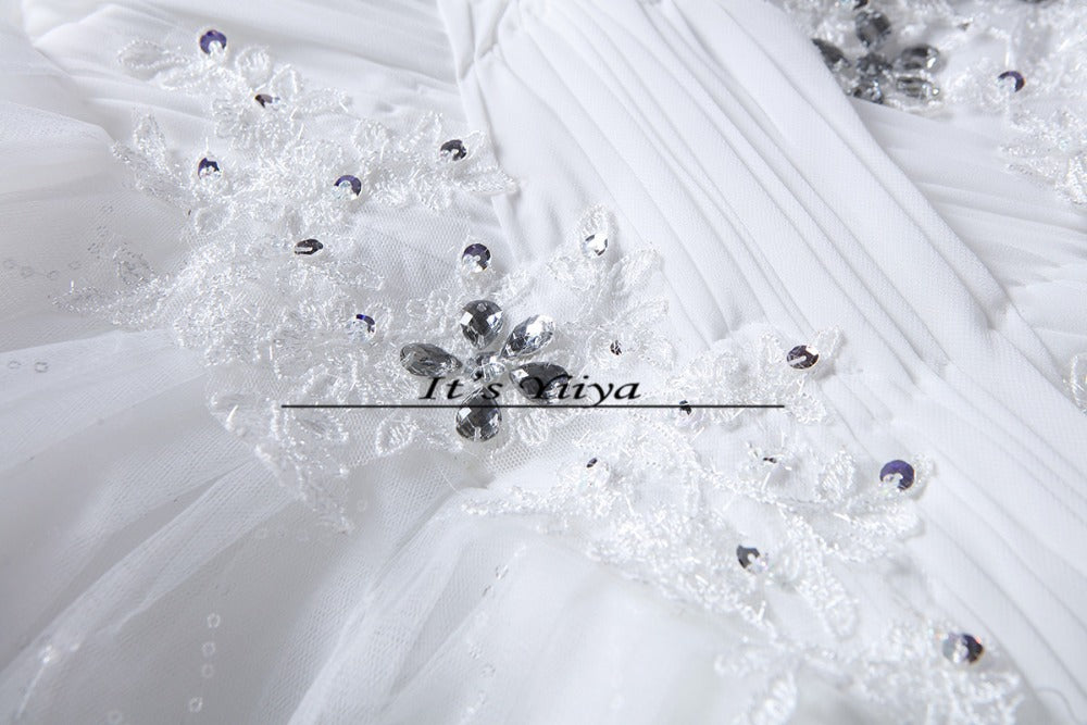 Free Shipping Wedding Dress 2016 White Princess Wedding Frock Sequins Handmake Lace up Vestidos De Novia for Bride Ball Gown H62