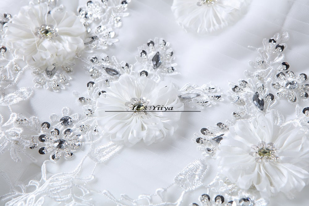HOT Free shipping new 2015 white princess fashionable lace wedding dress romantic tulle wedding dresses Vestidos De Novia HS111