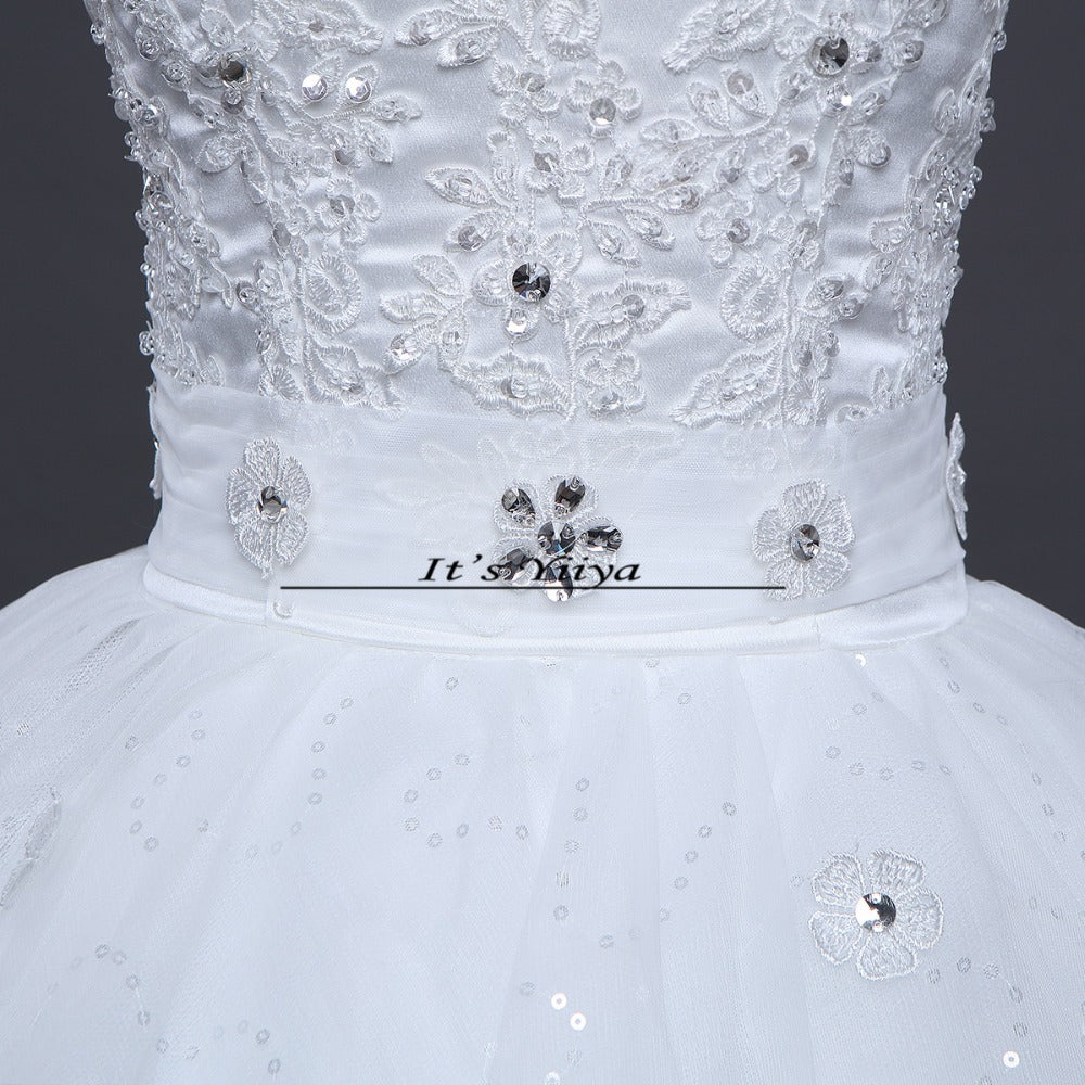 Free shipping 2016 High Quality White or Red Wedding Dress Sexy Princess Sequins Vestidos De Novia Frocks Ball gowns HS592