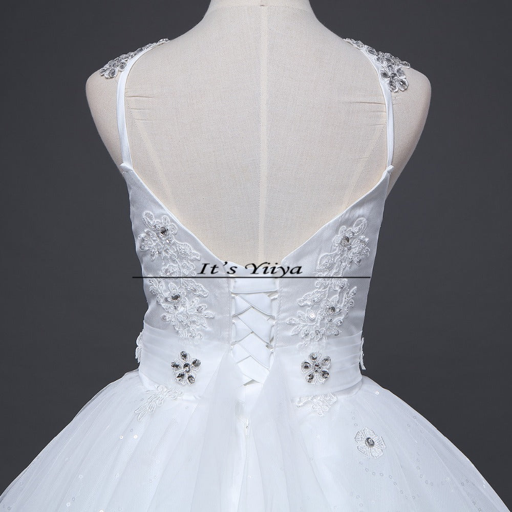 Free shipping 2016 High Quality White or Red Wedding Dress Sexy Princess Sequins Vestidos De Novia Frocks Ball gowns HS592