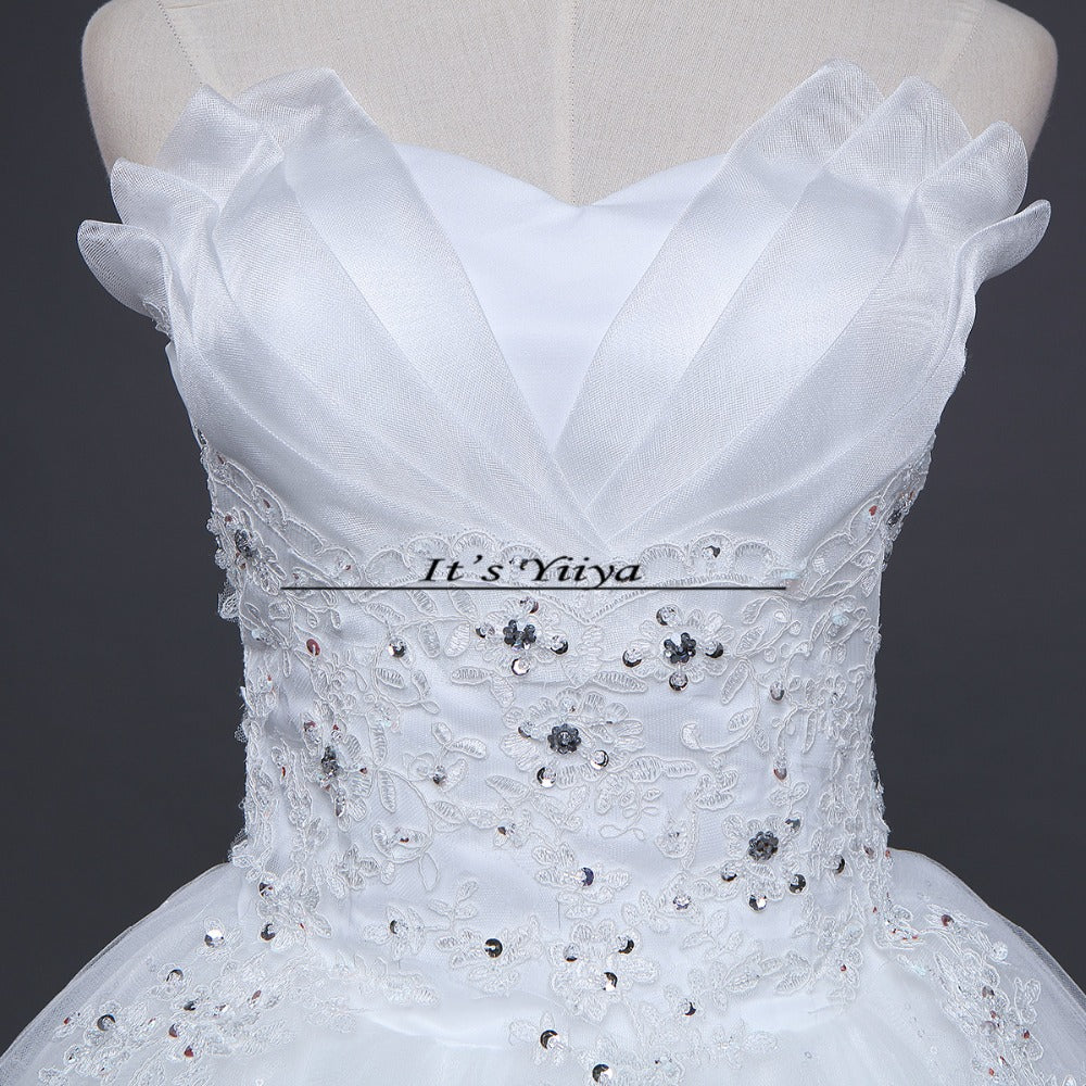Free shipping New 2017 Summer Ruffles Bling Strapless Wedding Dresses Plus size Princess Bride Gowns Vestidos De Novia HS255