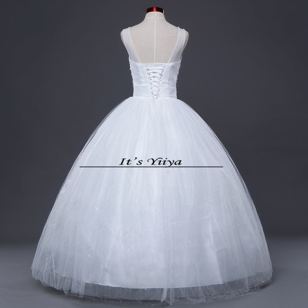 Free shipping new 2016 quality wedding dress white wedding gown bridal Sleeveless wedding dresses Bride Vestidos De Novia Y1095