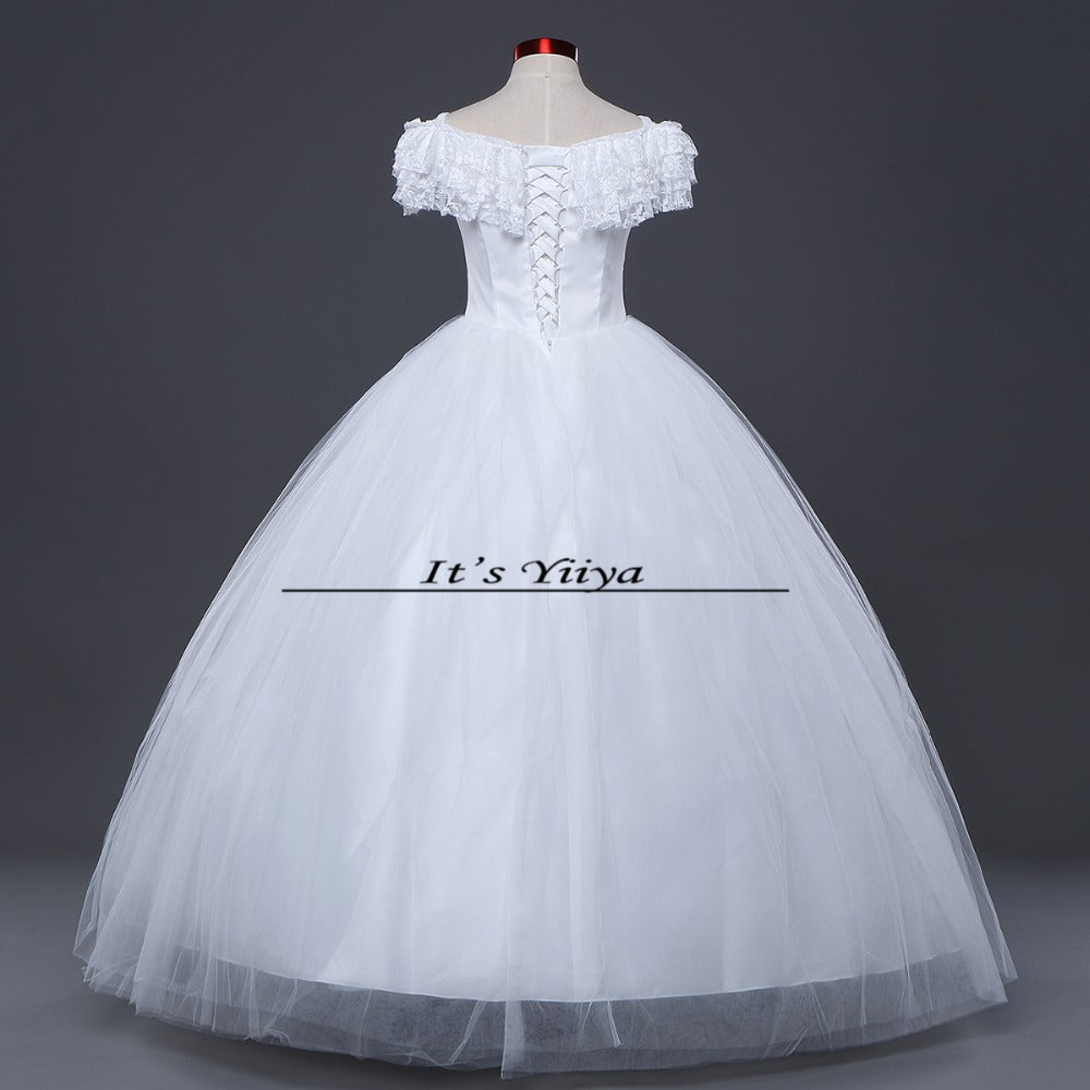Free shipping 2015 new fashionable lace up cheap Vestidos De Novia white princess wedding dresses remantic wedding gown Y306