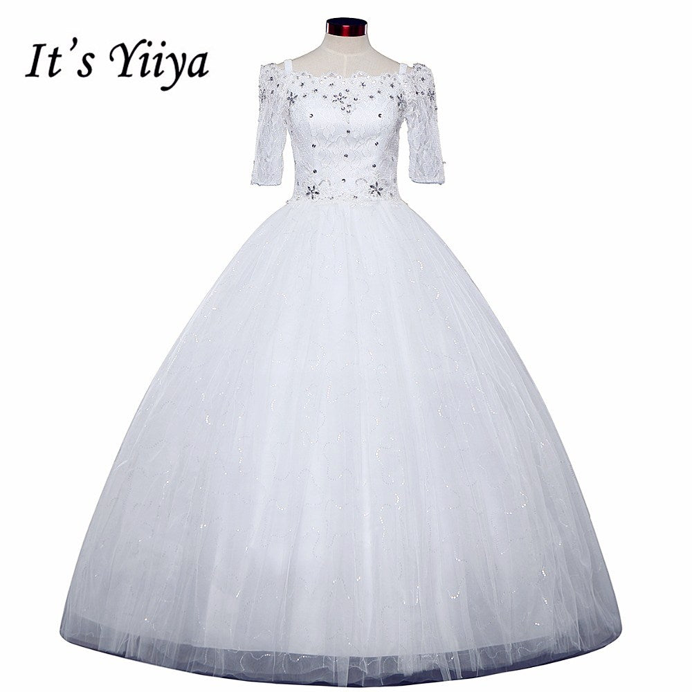Free shipping New 2016 Half Sleeves Wedding Dresses Sexy Lace red White Wedding Ball Gowns Wedding Frocks Vestidos De Novia H79