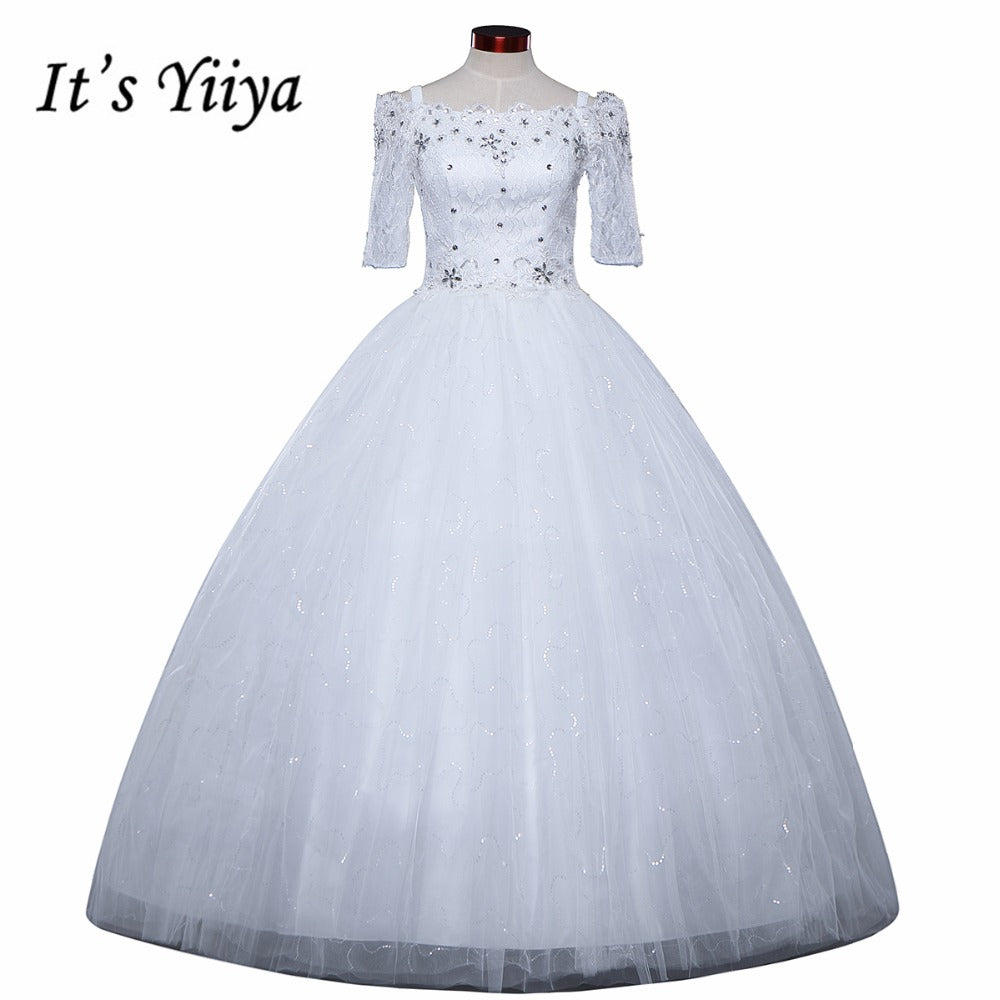 Free shipping New 2016 Half Sleeves Wedding Dresses Sexy Lace red White Wedding Ball Gowns Wedding Frocks Vestidos De Novia H79