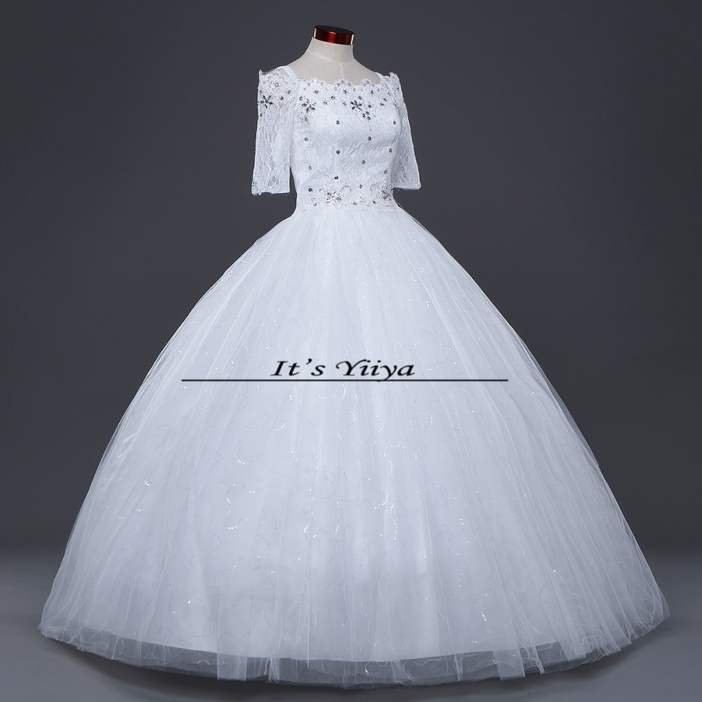 Free shipping New 2016 Half Sleeves Wedding Dresses Sexy Lace red White Wedding Ball Gowns Wedding Frocks Vestidos De Novia H79
