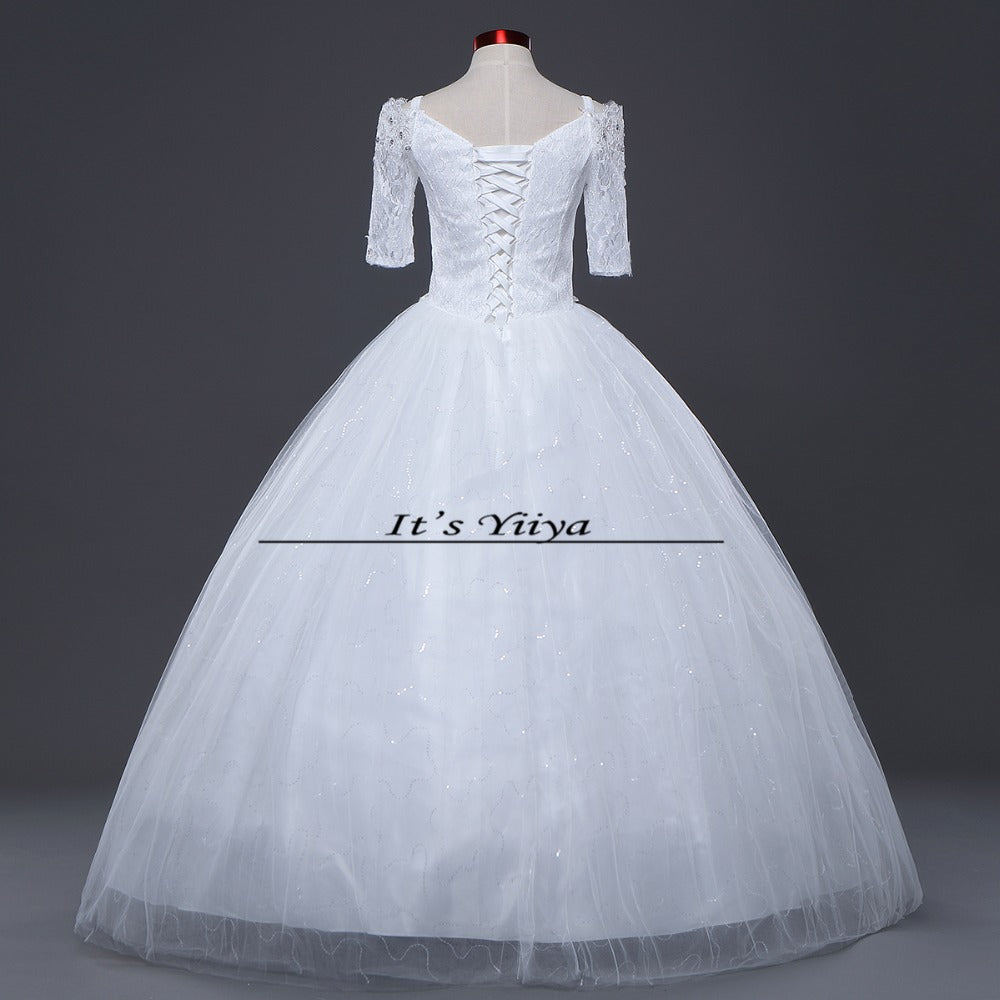 Free shipping New 2016 Half Sleeves Wedding Dresses Sexy Lace red White Wedding Ball Gowns Wedding Frocks Vestidos De Novia H79