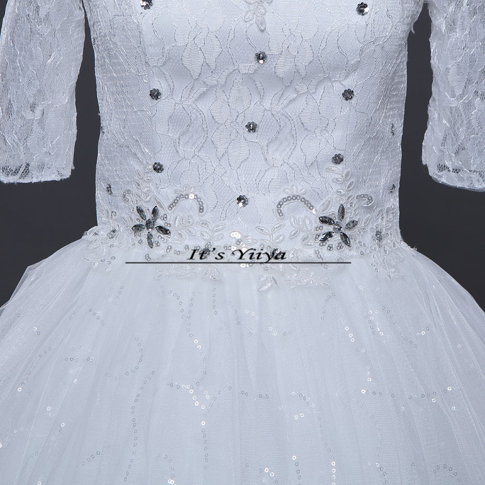 Free shipping New 2016 Half Sleeves Wedding Dresses Sexy Lace red White Wedding Ball Gowns Wedding Frocks Vestidos De Novia H79