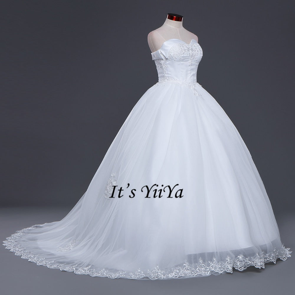 2017 Free shipping New Arrival Sleeveless Wedding Dresses Long Train Gowns Frocks dress Strapless Vestidos De Novia IY018