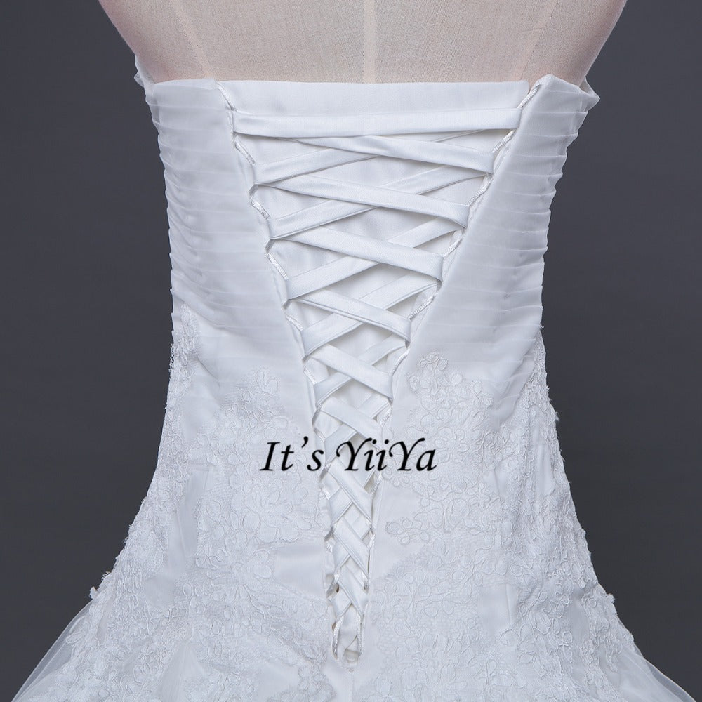 Vestidos De Novia Free Shipping Strapless Appliques Wedding dresses Bridal Ball gowns Sexy Sleeveless Train Frocks IY025