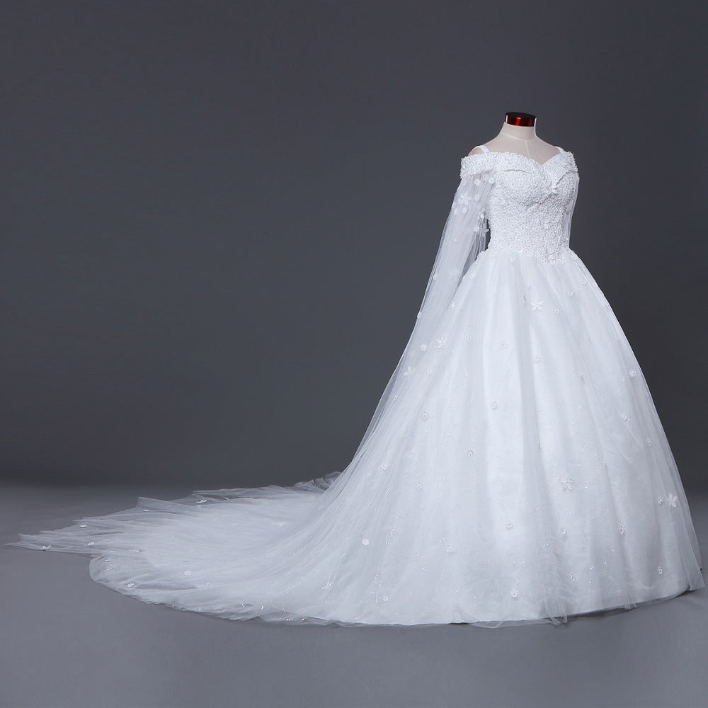 DHL Free Shipping New Train White Vestidos De Novia Design Bride Wedding dresses Boat Neck Quality Wedding Dress IY040
