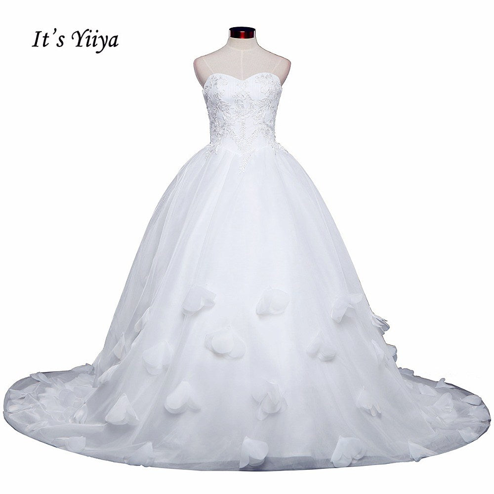 Free shipping New Arrival Strapless Sleeveless Wedding Dresses Long Train Gowns Appliques Frocks dress Vestidos De Novia IY010