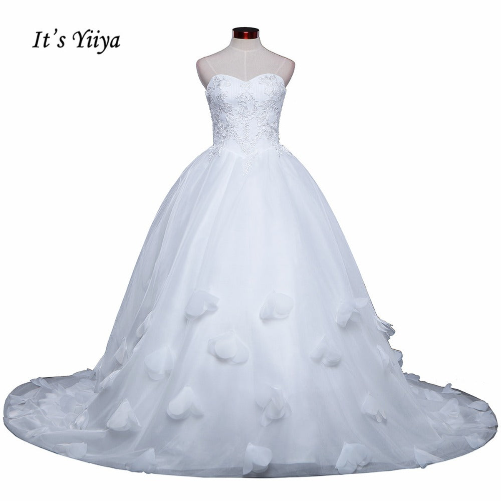 Free shipping New Arrival Strapless Sleeveless Wedding Dresses Long Train Gowns Appliques Frocks dress Vestidos De Novia IY010