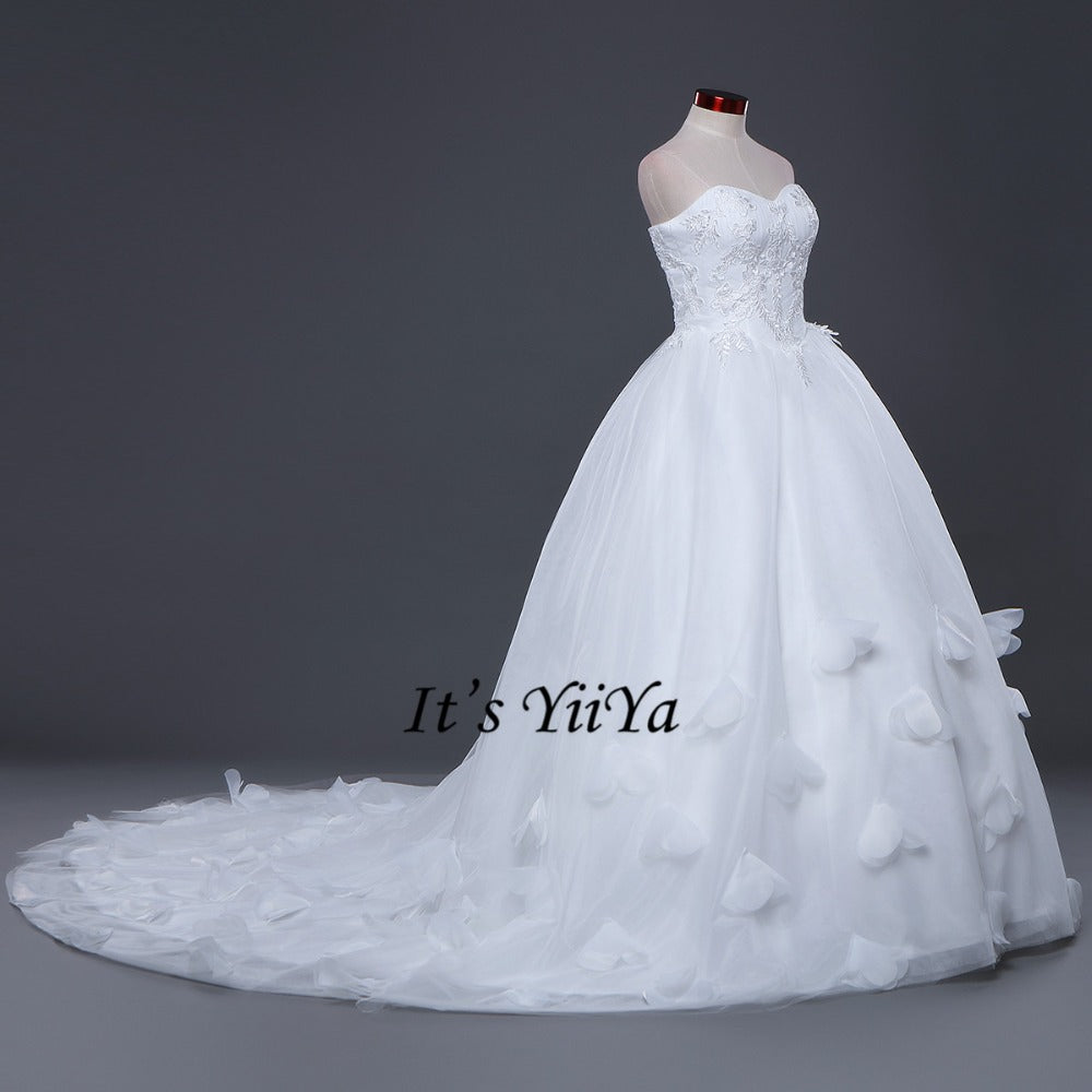Free shipping New Arrival Strapless Sleeveless Wedding Dresses Long Train Gowns Appliques Frocks dress Vestidos De Novia IY010