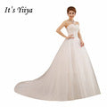 It's YiiYa 2017 new quality white train handmade wedding gowns frocks special wedding dress Vestidos De Novia XXN097