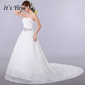 It's YiiYa 2017 new quality white train handmade wedding gowns frocks special wedding dress Vestidos De Novia XXN097