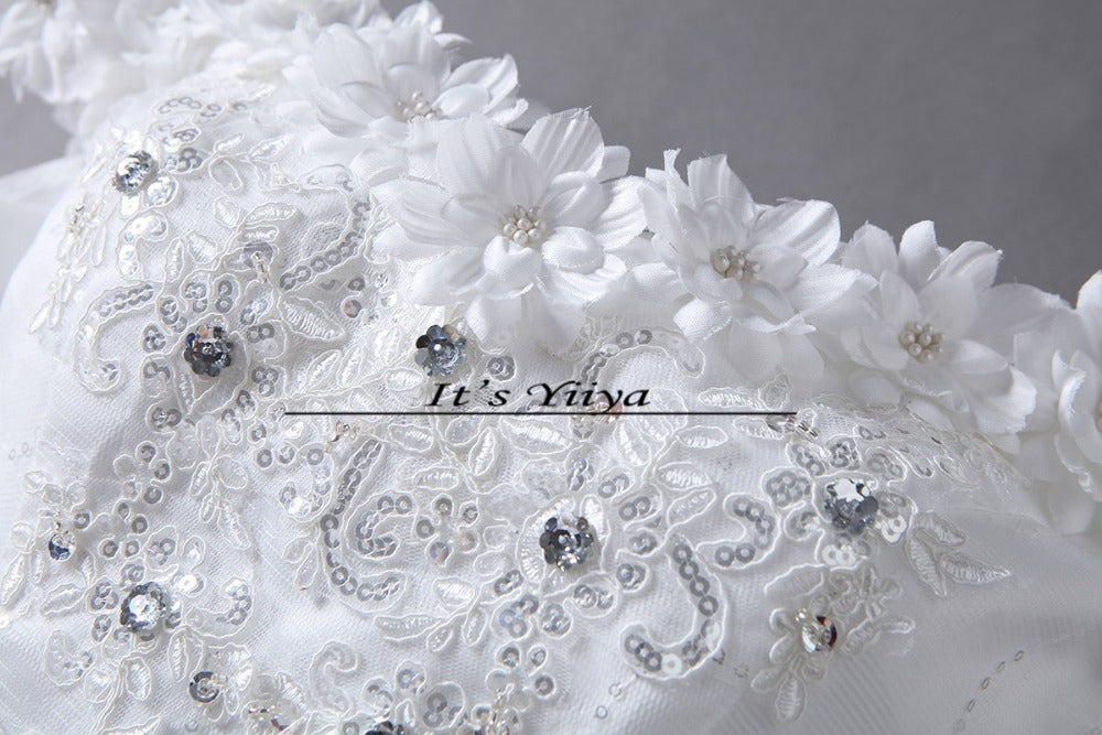 DHL Free Shipping New Train White Vestidos De Novia Design Bride Wedding frocks Boat Neck Flowers Bridal Wedding dresses TH82