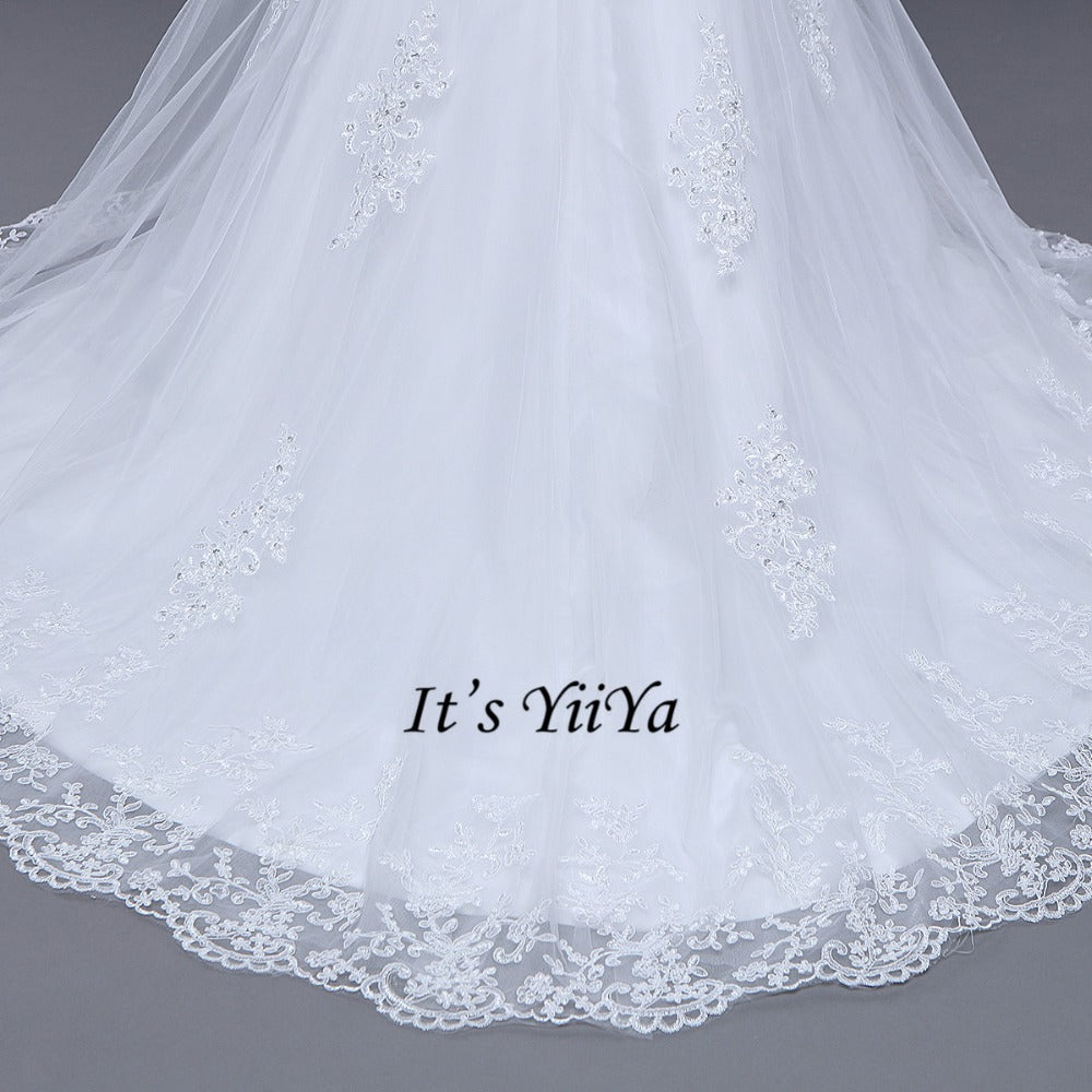 Free Shipping Short Sleeve Wedding dresses Mermaid Vestidos De Novia Off white dress Bridal Ball gowns Long train Frocks HS705