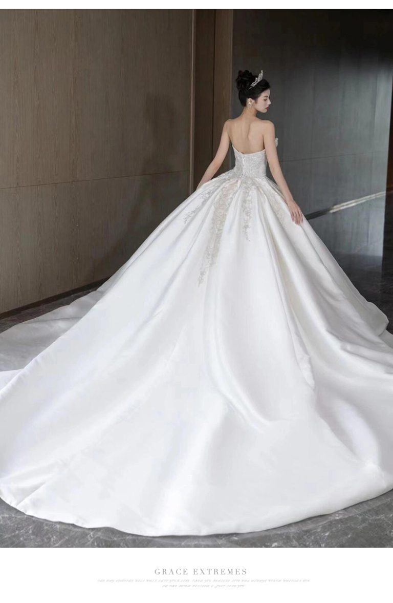 Strapless Luxury Wedding Dress Stain Beading Gowns