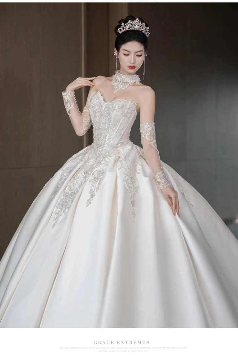 Strapless Luxury Wedding Dress Stain Beading Gowns