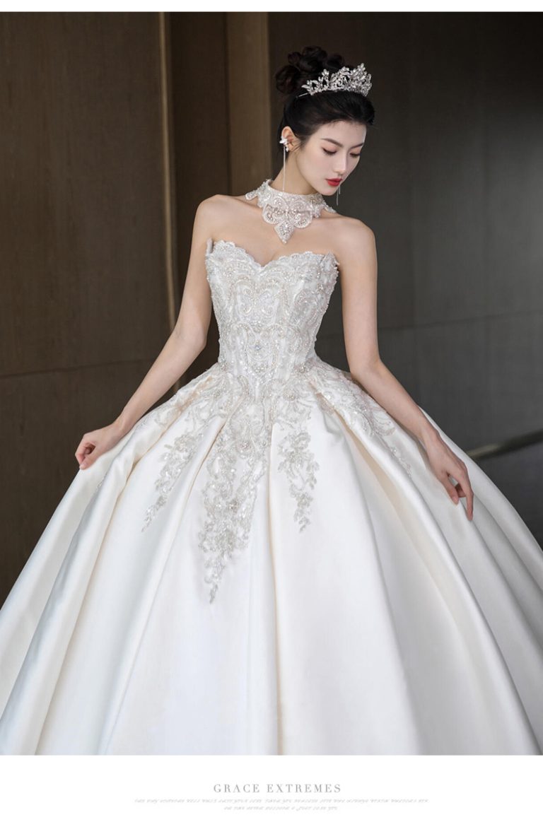 Strapless Luxury Wedding Dress Stain Beading Gowns