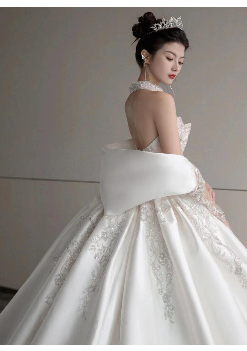 Strapless Luxury Wedding Dress Stain Beading Gowns
