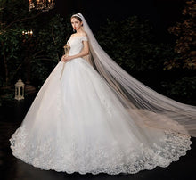 Load image into Gallery viewer, New Boat Neck Wedding Dress Sweep Brush Train Ball Gown Bridal Dress Lace Up Wedding Gowns Vestidos De Novia
