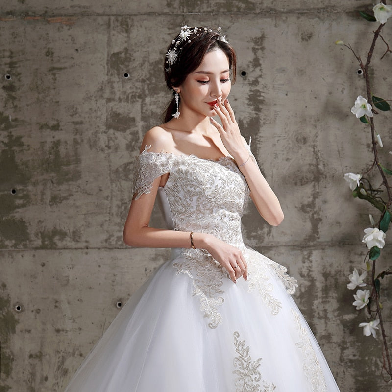 Off The Shoulder New Bride Dresses Simple Wedding Gowns Plus Size Vestido De Noiva