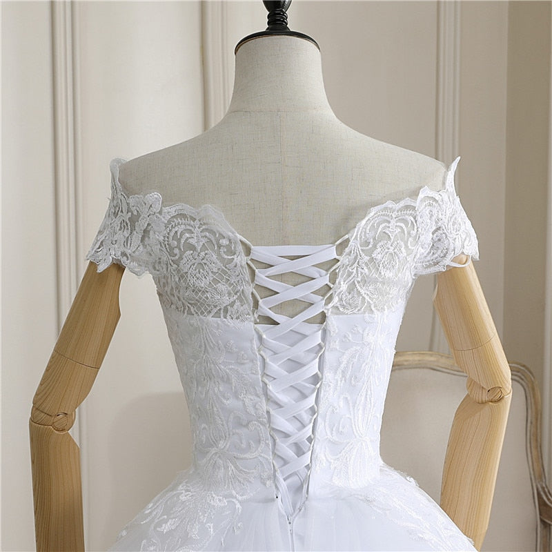 New Arrival Wedding Dress Sleeveless Organza Court Train Lace Up Ball Gown Off The Shoulder Princess Wedding Gown