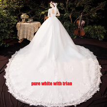 Load image into Gallery viewer, High Neck Wedding Dress Three Quarter Sleeve Lace Up Ball Gown

