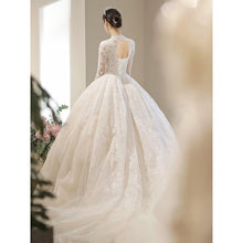 Load image into Gallery viewer, Long Sleeve New Winter V-neck Flower Ball Gown Dresse
