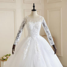 Load image into Gallery viewer, Pure White Full Sleeve Wedding Dress With Train Princess Luxury Wedding Dress
