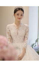 Load image into Gallery viewer, Long Sleeve New Winter V-neck Flower Ball Gown Dresse
