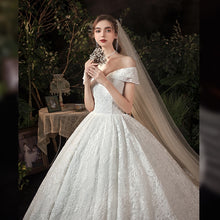 Load image into Gallery viewer, Elegant Boat Neck Wedding Gown With Train Princess Luxury Lace
