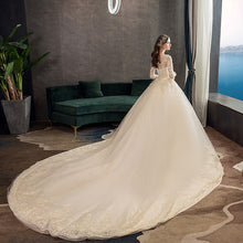 Load image into Gallery viewer, Full Sleeve Wedding Dress With Train Ball Gown Princess Luxury Lace Vestido De Noiva Custom Size
