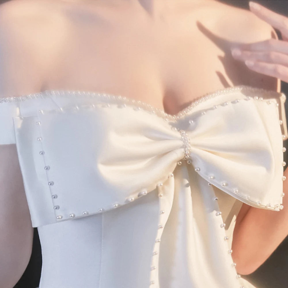 Ball Gown Wedding Dresses Pearls  Off the Shoulder