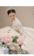 Load image into Gallery viewer, Long Sleeve New Winter V-neck Flower Ball Gown Dresse
