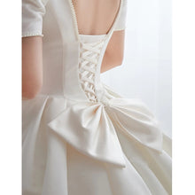 Load image into Gallery viewer, Luxury Satin Wedding Dress Pure White With Train Simple Bridal Ball Gown Custom Made
